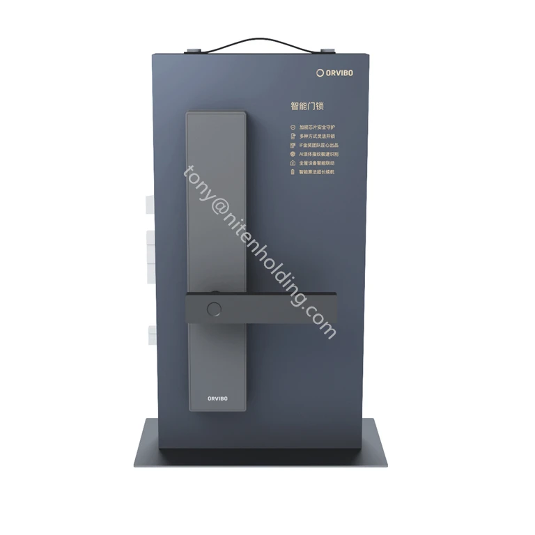 Trade Show Custom Smart Door Lock Door Lock Display Stands MDF Table Display Stand For Smart Door Lock
