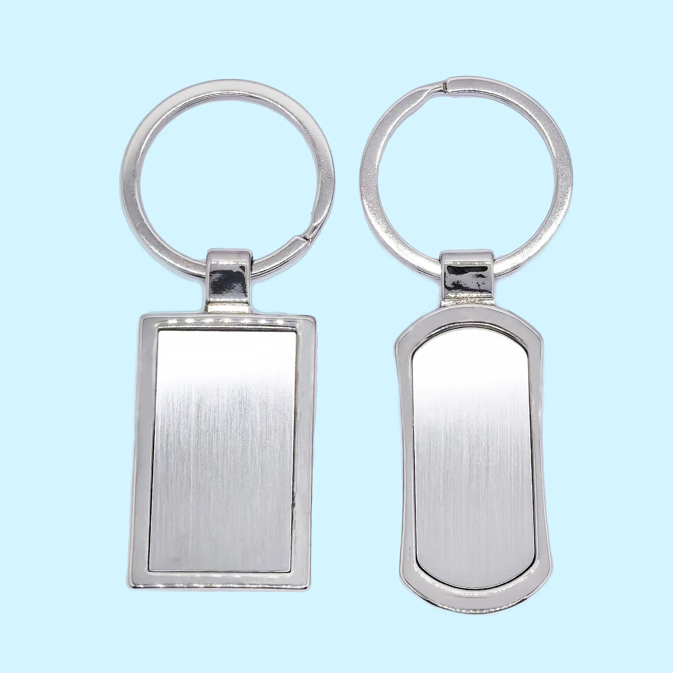 Cheap Custom Laser Engraving Logo Rectangle Shape Blank Key Chain Sublimation Blanks Metal Keychains