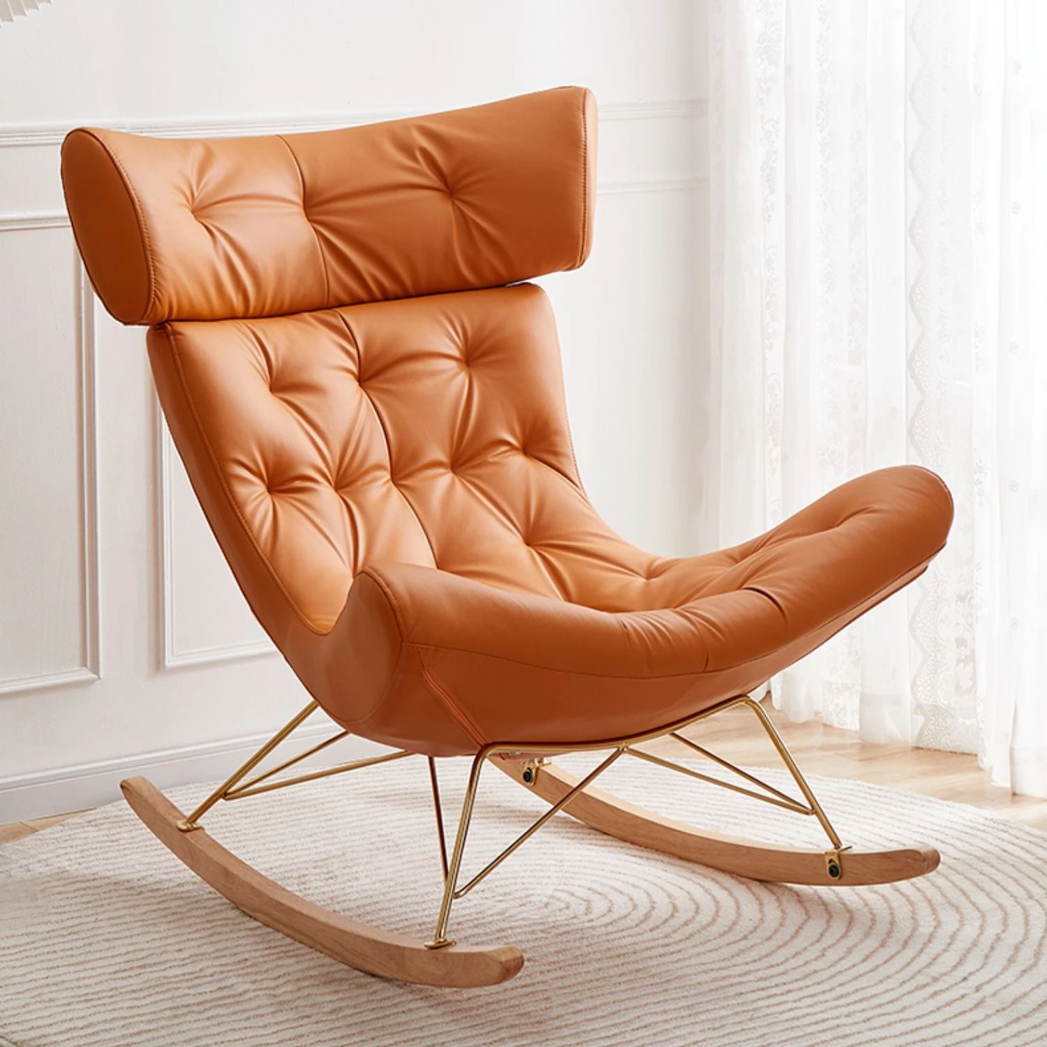 Hot Sale Home Rocking Chair Modern Classic  Lounge Chair Nordic With Ottoman