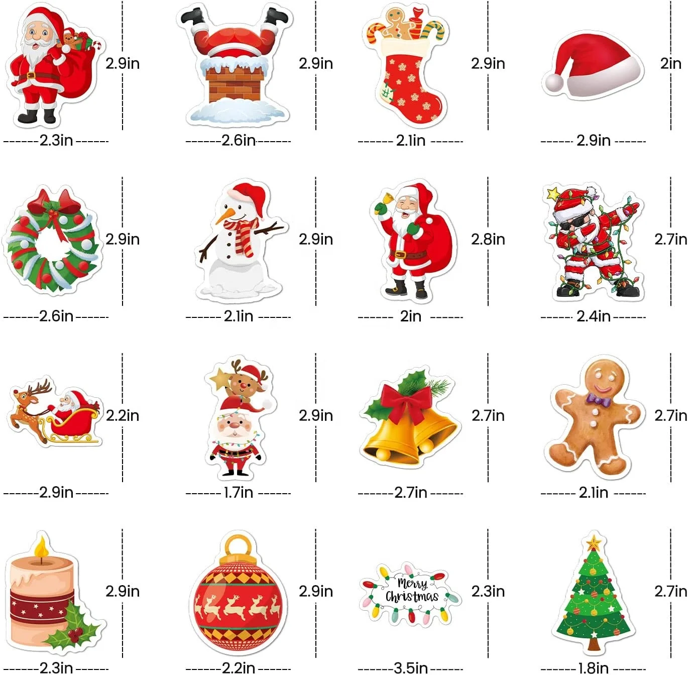 Custom Christmas Decorations 100 PCS Water Bottle Stickers for Kids Teens Cute Vinyl Waterproof Laptop Skateboard Stickers
