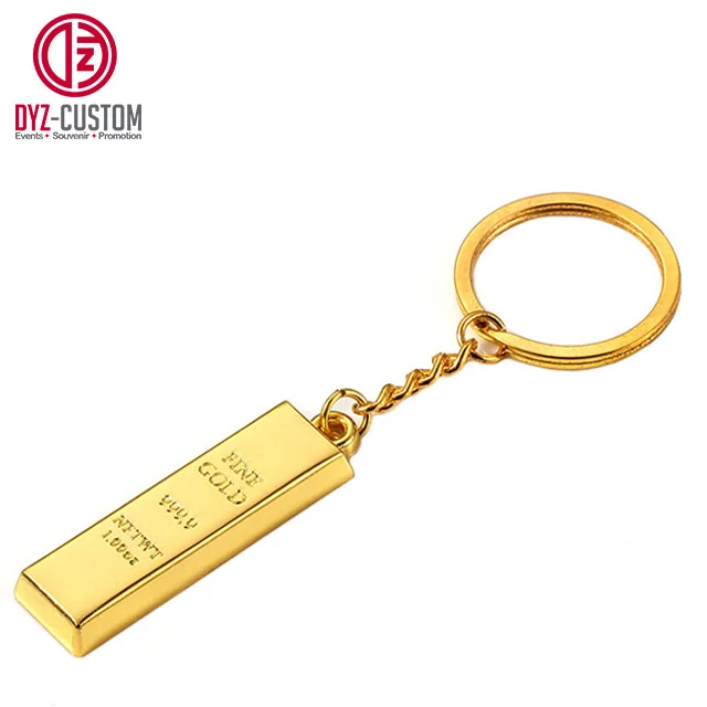 Gold Bar shape Metal Keychain Promotional gold bullion key chain