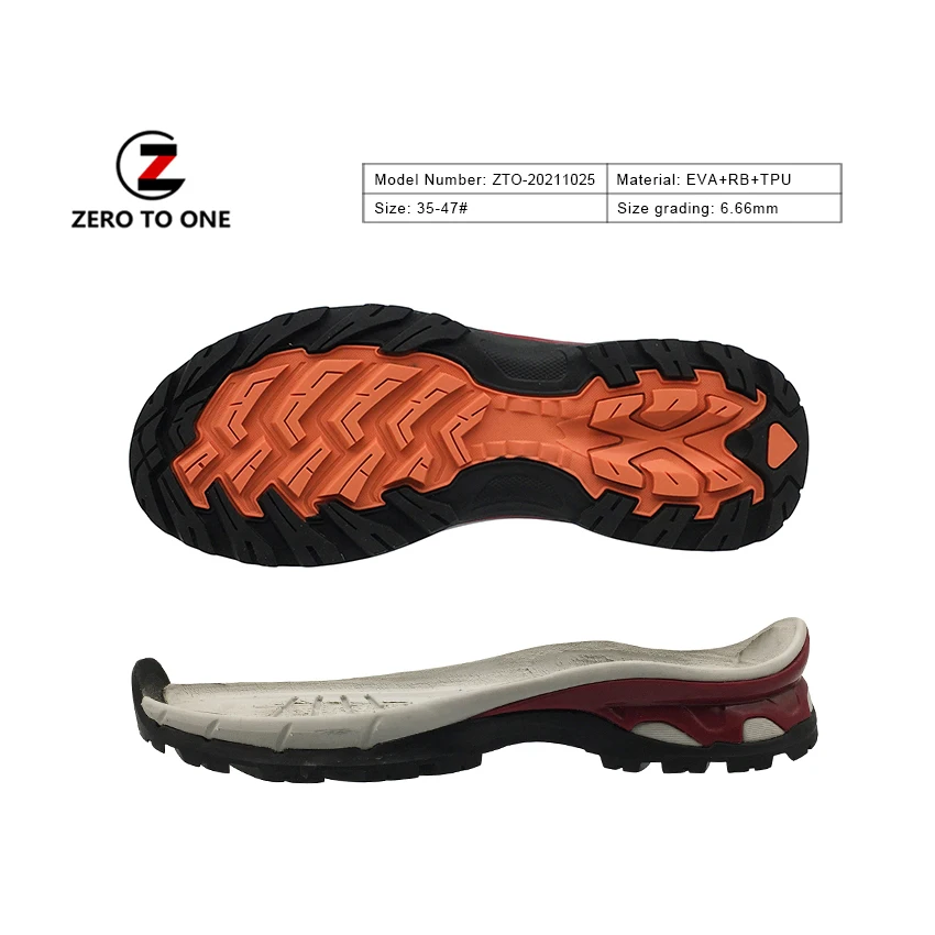 Custom OEM Design Durable Non Slip Outdoor Sport Sole Trekking Hiking Climbing EVA Rubber TPU Material Outsole