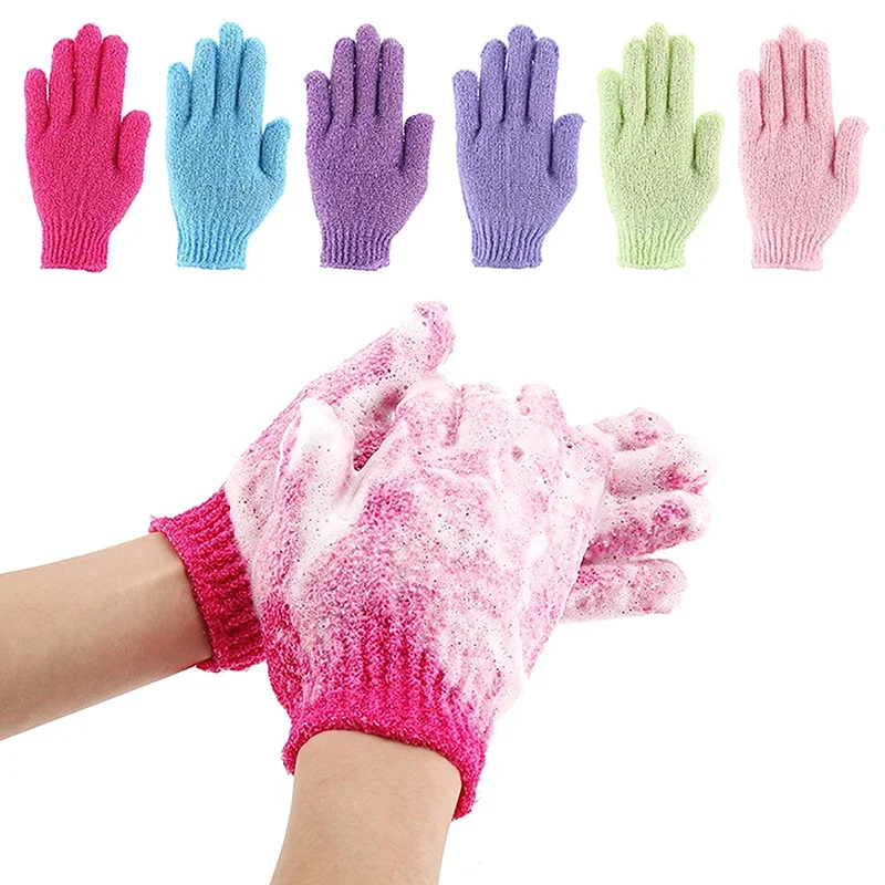 2025 JIESHEN 100% natural body Exfoliating Five-Finger Bath Gloves Shower Scrub Cleaning Body Massage Glove Bath Accessories