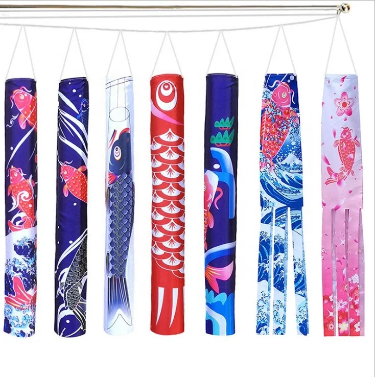 Wholesale Hanging Decor Japan Fish Flag Japanese Carp Flag Banner Stain Polyester Koi Fish Windsock