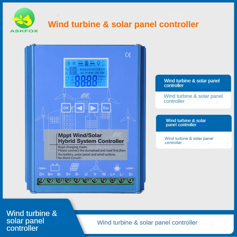 12V 24V 48V Wind Turbine MPPT Solar Wind Battery Charging Power System Wind Solar Hybrid Controller 100w 200w 300w 500w