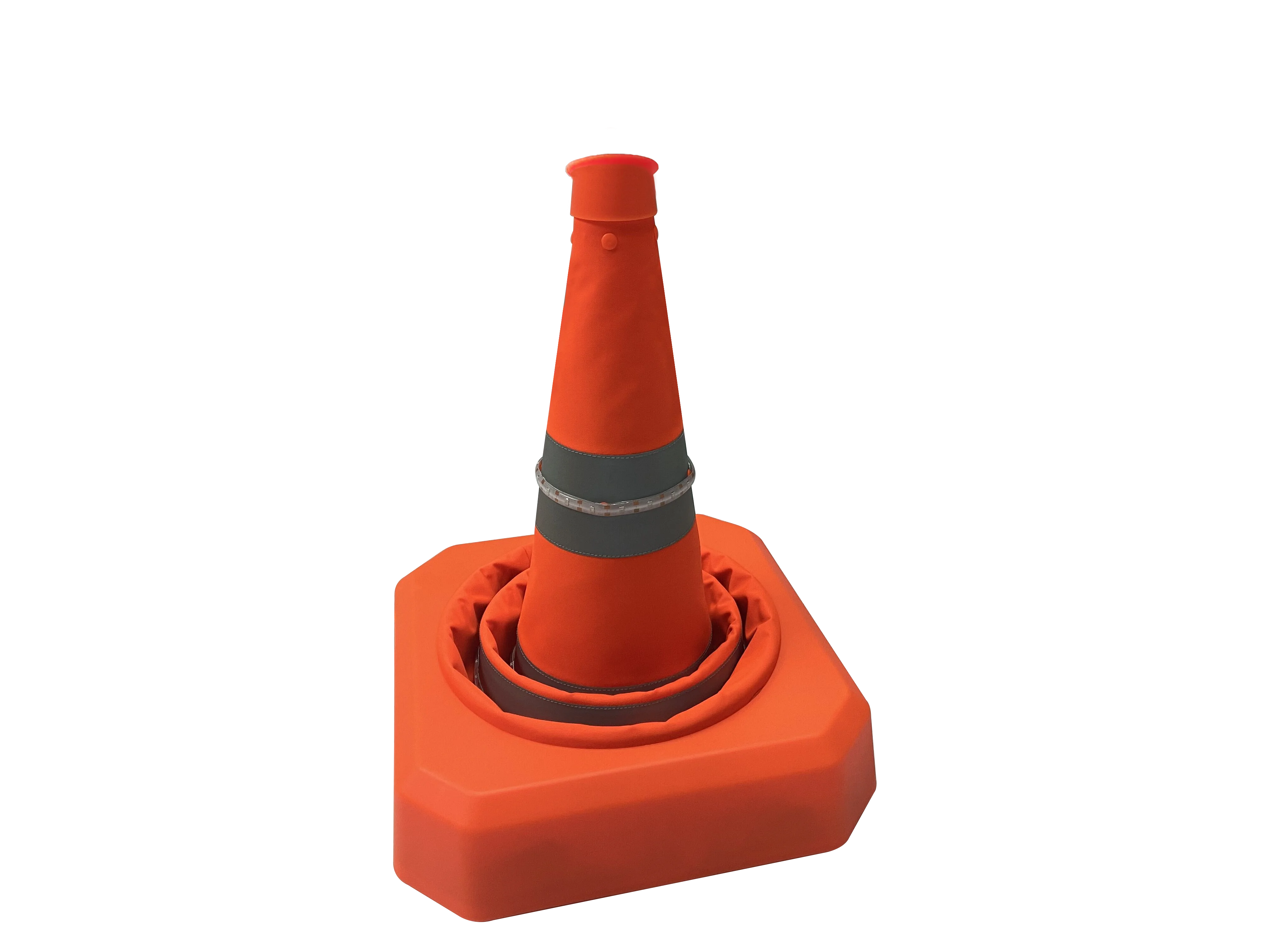 Custom hi vis remote control fold transit road cones LED flashing collapsible traffic safety cone