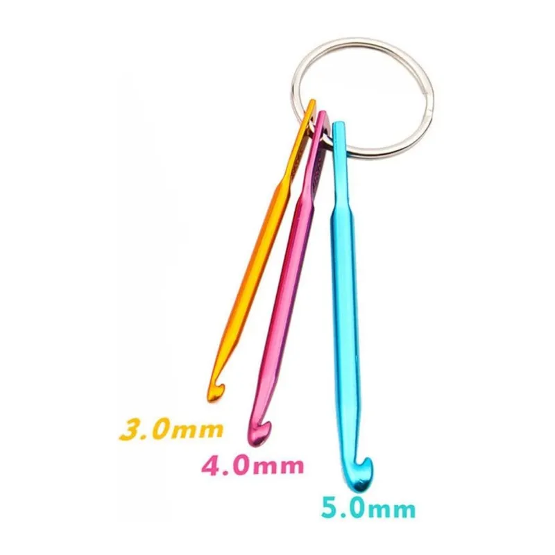 Multicolour Aluminum Keychain Crochet Hooks DIY Crafts Tools Knitting Needles