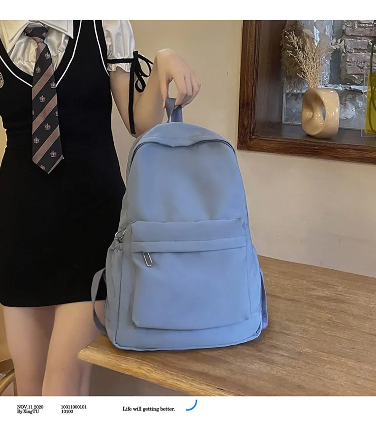 Custom LOGO Candy Color School Backpack For Women Leisure Travel Shoulder Bag Zipper Large Capacity Student School Bag