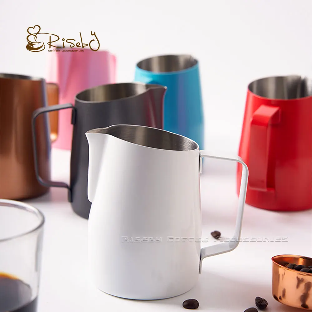 400ml Unique Espresso Frothing Cup Slanted Mouth Milk Foam Cup Multi Color Latte Art Coffee Milk Jug Espresso-Messbecher mit