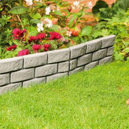 L45Cmxh17.5Cm Brick Effect Garden, Edging Simply Hammer In Using The Attached Stakes Lawn Flower Bed Border Kids Entryway/