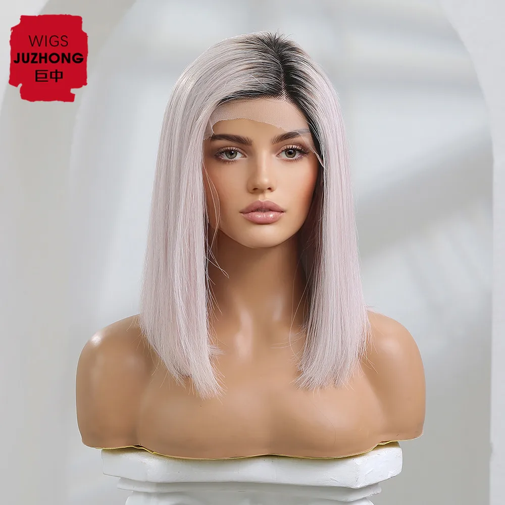 14 Inches Long Dark Root Pink Pixie Cut 100% Remy Human Hair Daily Cosplay Wigs