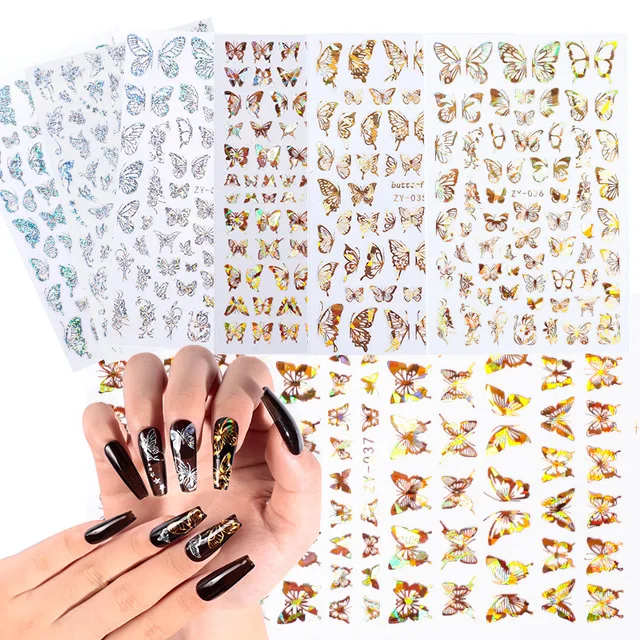 Nail Art Stickers Decals 3D Butterfly Pattern DIY Decoration Tools Long-Lasting Sticker