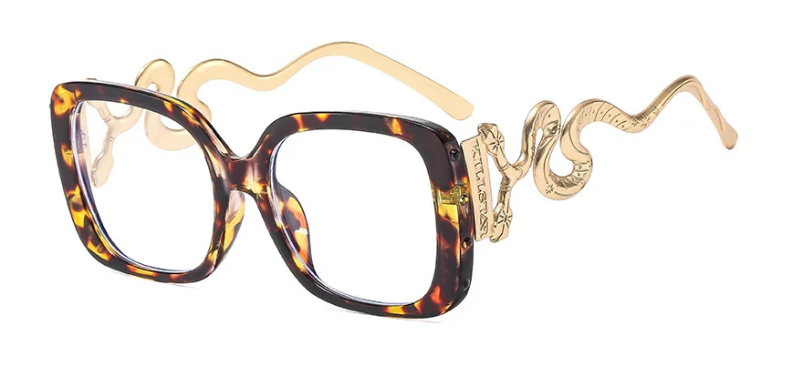 Unique snake frame Fashion luxury oversize large women glasses frame rectangle Square anti blue light computer glasses