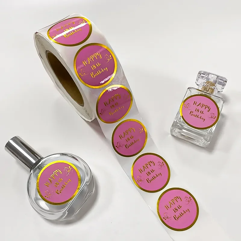 Custom Logo Sticker Label Printing Waterproof Roll Synthetic Paper Adhesive Round Logo Sticker with high quality touch