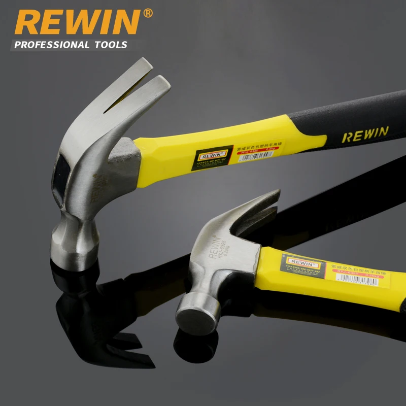 Rewin Claw Hammer Plastic Soft-Grip Handle 0.25kg High Carbon Steel Hand Tools for Nailing