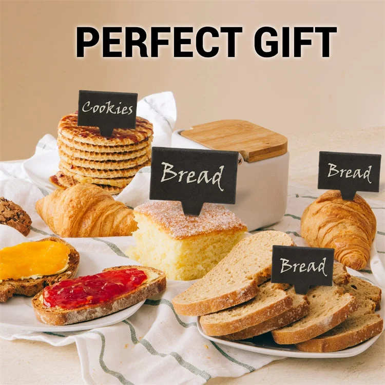 Custom Wholesale Natural Blank Black Slate Plant Label Tag Slate Plant Labels for Outdoor Garden Waterproof T Tag Plant Markers