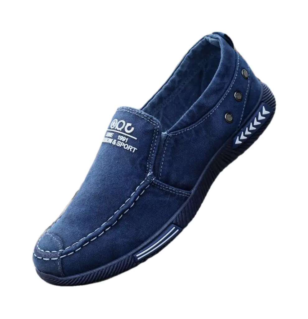 Wholesale Summer Fashion Flat Slip on Men Canvas Casual Walking Style Shoes