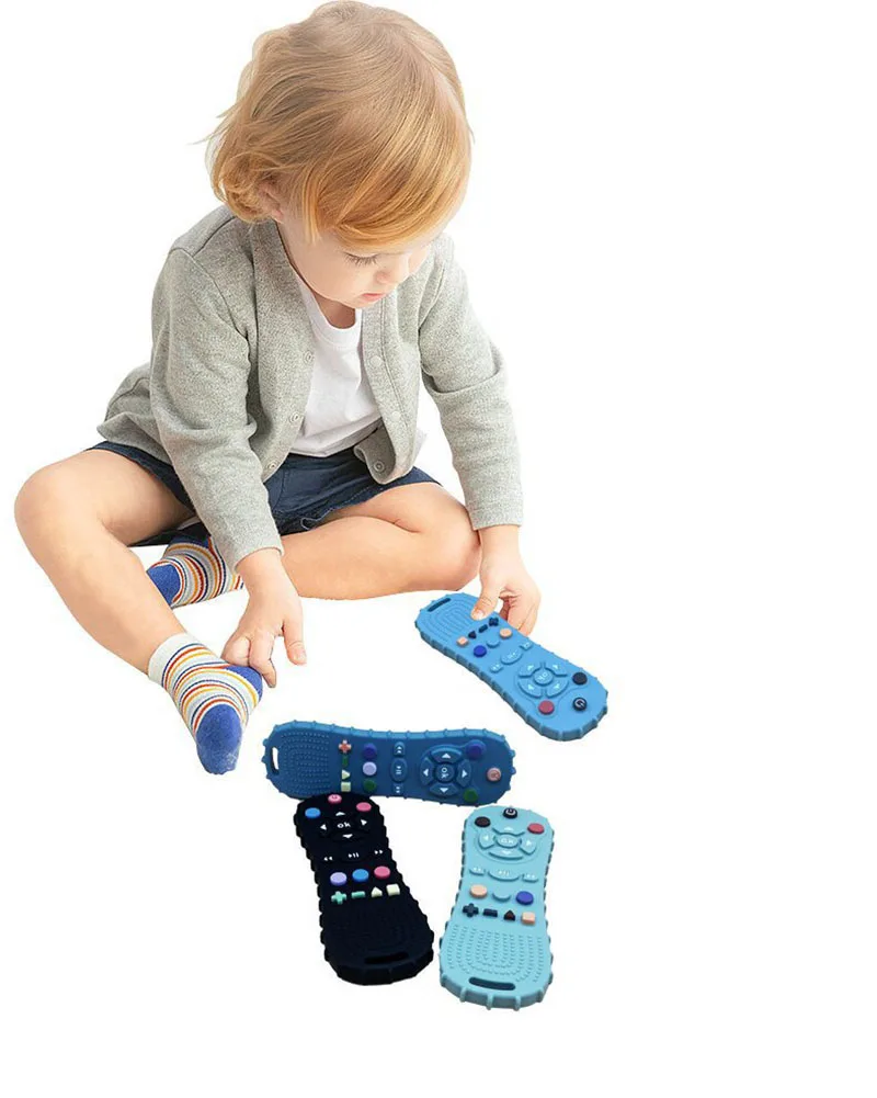 BPA Free Remote Control Shape Teething Toys Babies Game Controller Teether Silicone Remote Control Teether