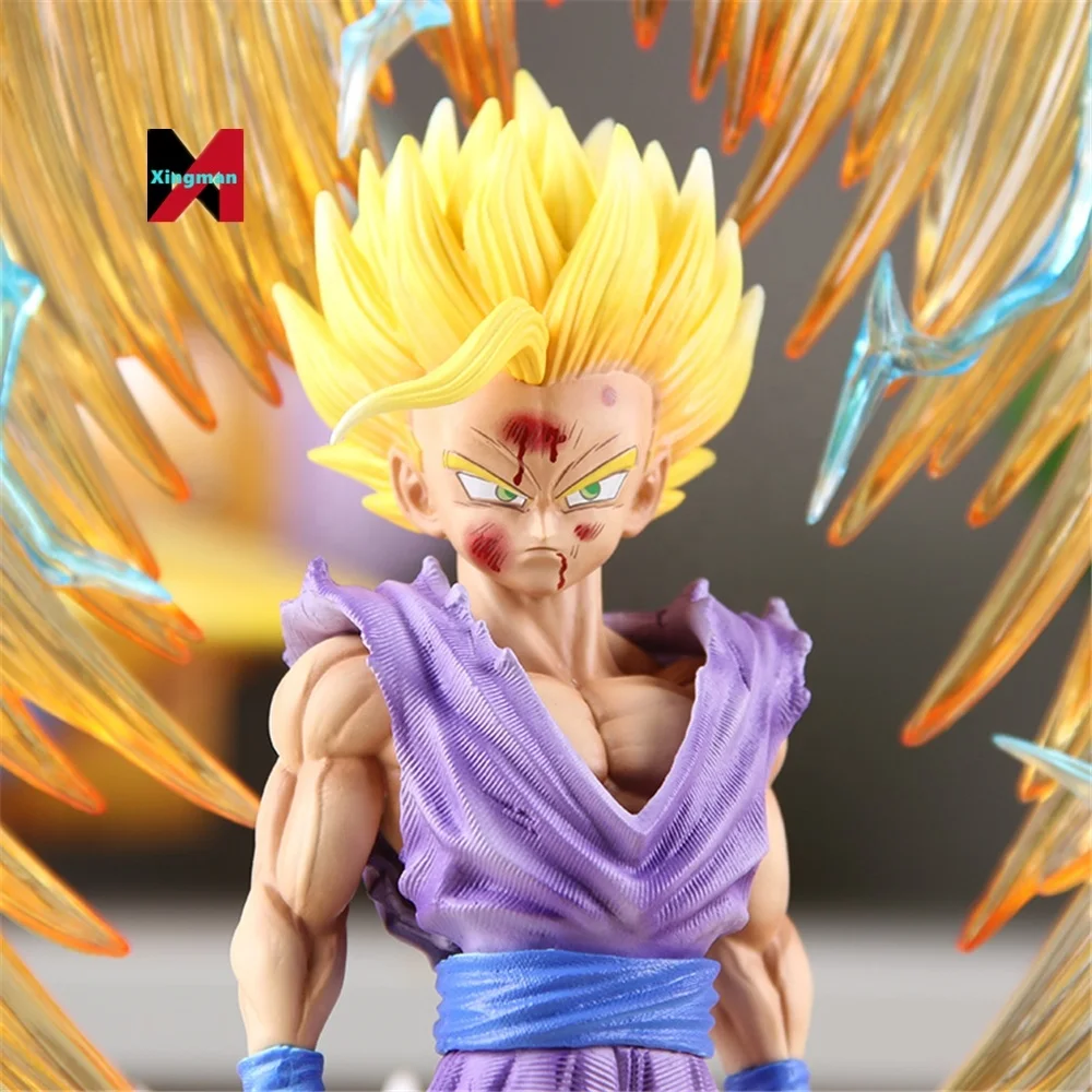 35cm Dragoned Ball Super Saiyan 2 Gohan 2 Heads Gohan Replaceable Head And Body Special Effect Figure Luminous Toy Boy Gift