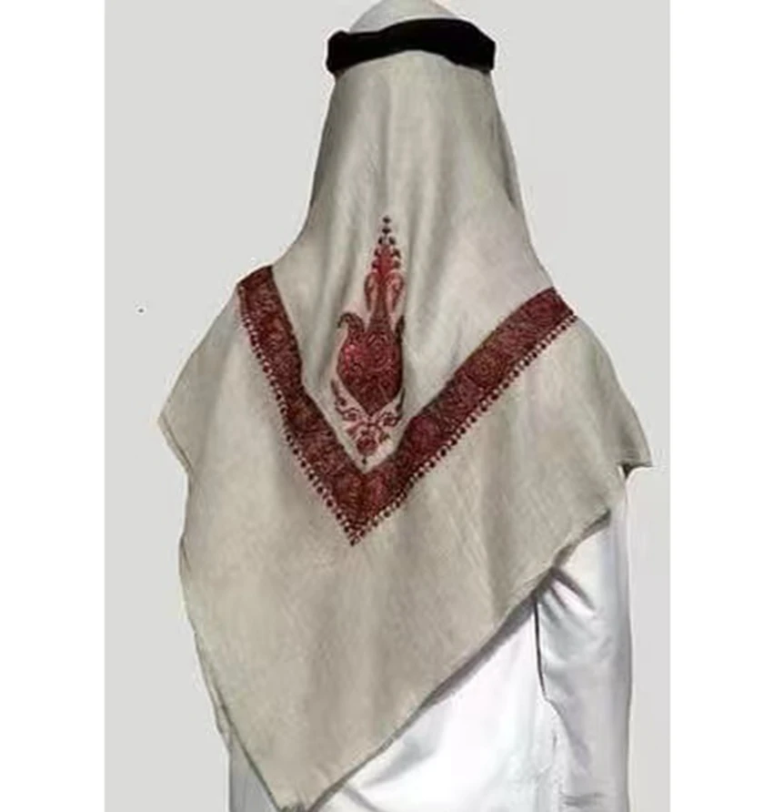 Woolen Yeman Saudi Arabia Men Embroidered Pashmina Shemagh Omani Masar Prayer Keffiyeh Hijab Bandana Scarf Yashmagh Shawl
