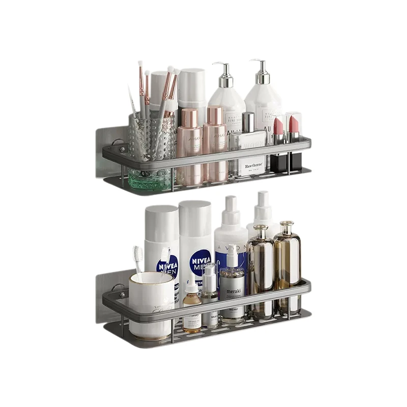 shower caddy bathroom shelf free drilling 2-pack storage rack wall bathroom shelves space aluminum bathroom tripod shelf