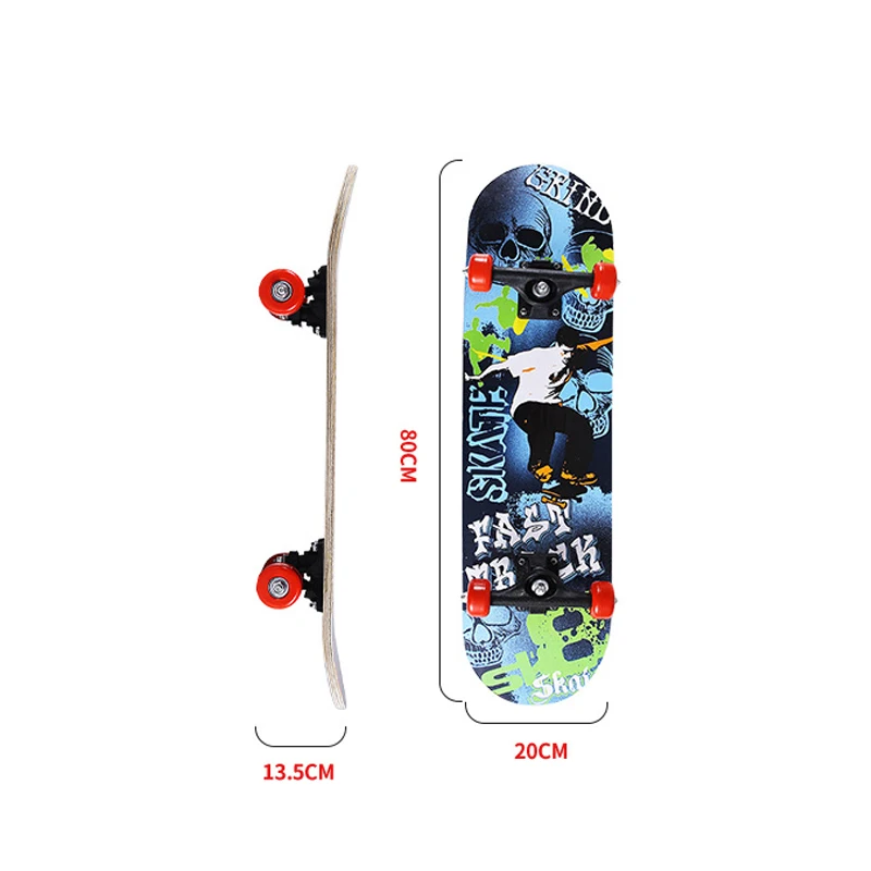 Hot selling four wheel skateboard maple veneer skateboards beginner professional skateboard
