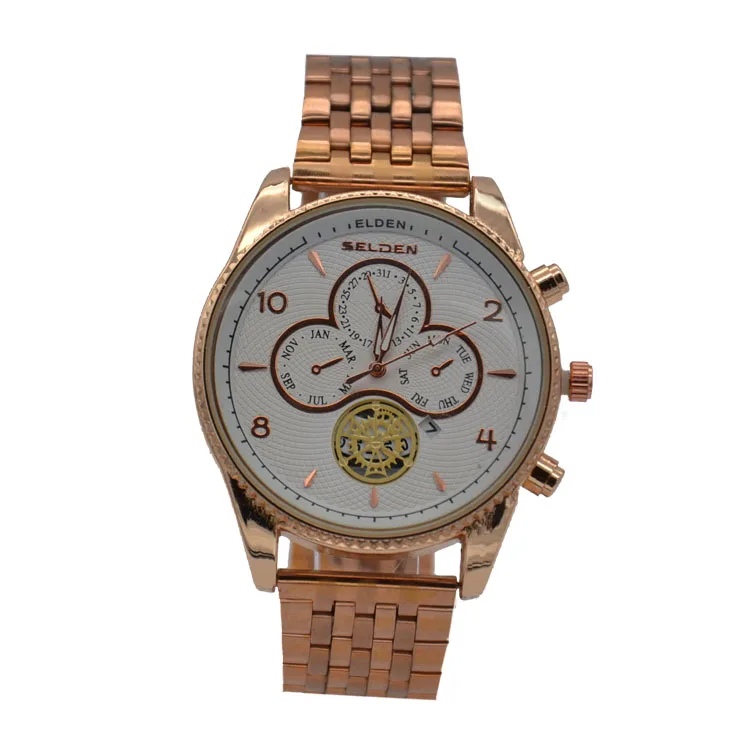 G5812-ST Luxury Jewelry Gold Watches Men Wrist Wholesale Simple Single Calendar Steel Band Business Quartz Watch