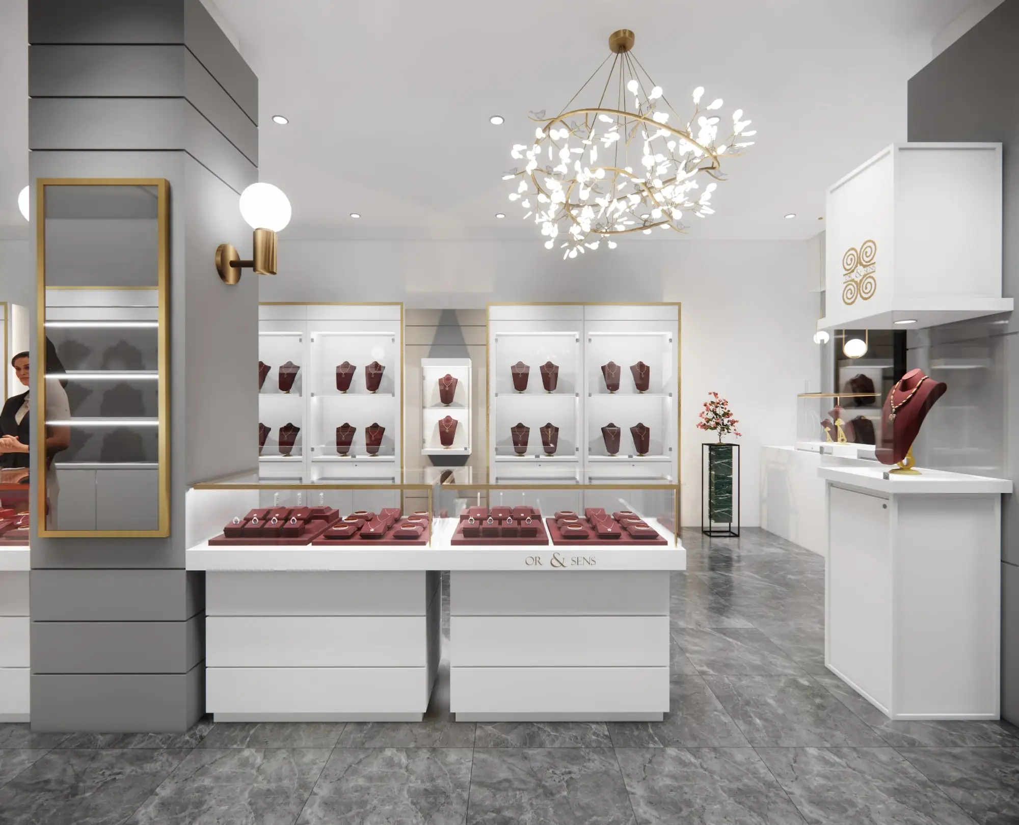 Современный стеклянный дизайн магазина ювелирных изделий розничная продажа идеи интерьера магазин