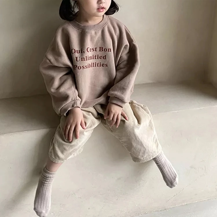 Winter Clothing Letter Print Long Sleeve Kids Sweatshirt Pullover Sweater Baby Girl Sweatshirt Hoodies