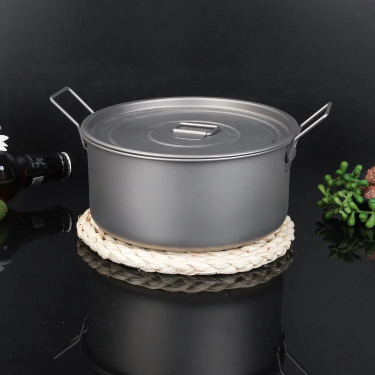 Кастрюля из титана для приготовления кипячения воды на открытом воздухе легкая титановая кастрюля кемпинга с