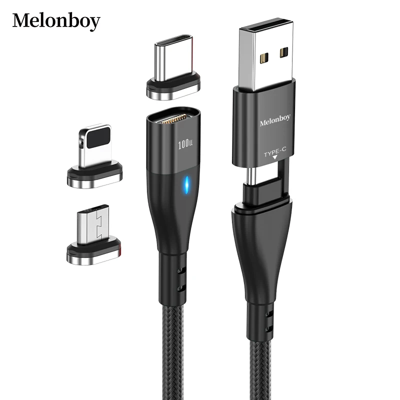 
New launched 11pin 6 in 1 PD 100W magnetic cable compatible for phones, typeC port laptop magnetic usb charger 