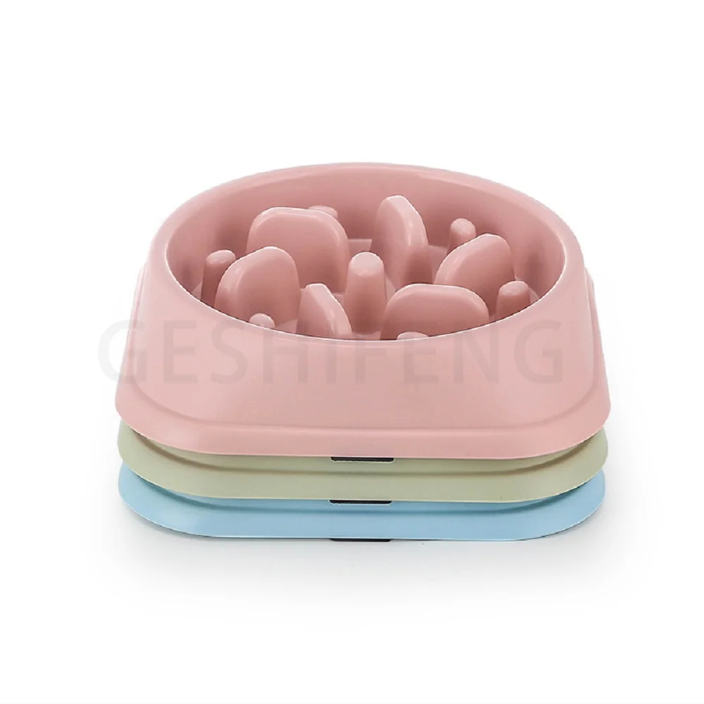 2024 Wholesale Bite-Resistant plastic Slow Eat food feed bowl stop swallowing pet Bite-Resistant plastic Slow Eat food feed bowl