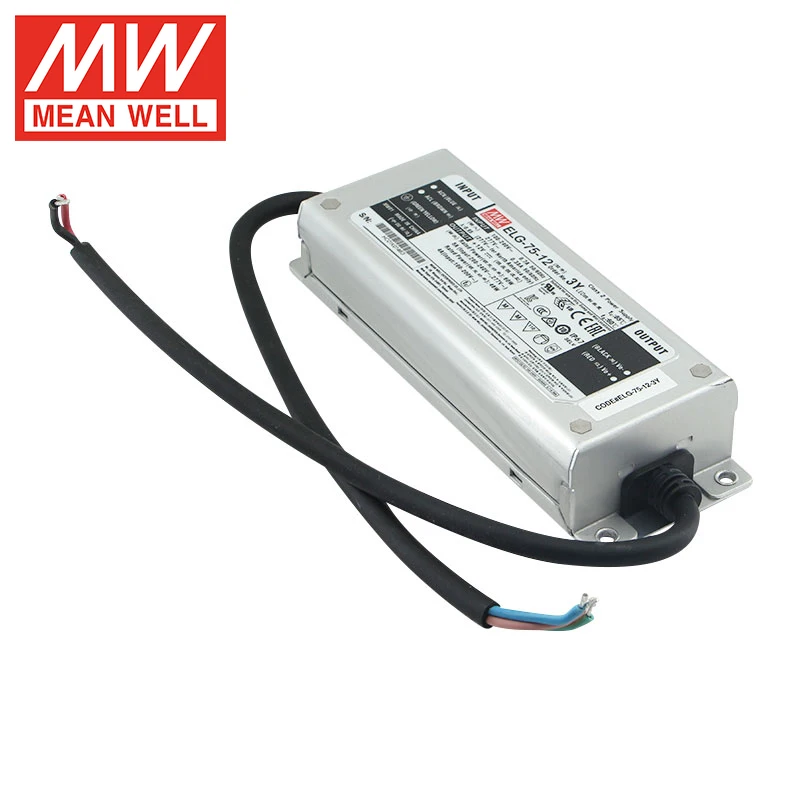 Mean Well ELG-75-12-3Y 75W 5A 12V LED Driver 75W IP67 Metal Housing Constant Voltage And Current Led Driver
