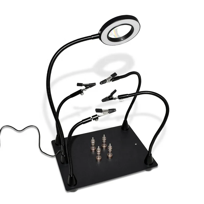 Mobile phone maintenance welding fixture PCB circuit board auxiliary clip Magnifying glass with LED light board fixture