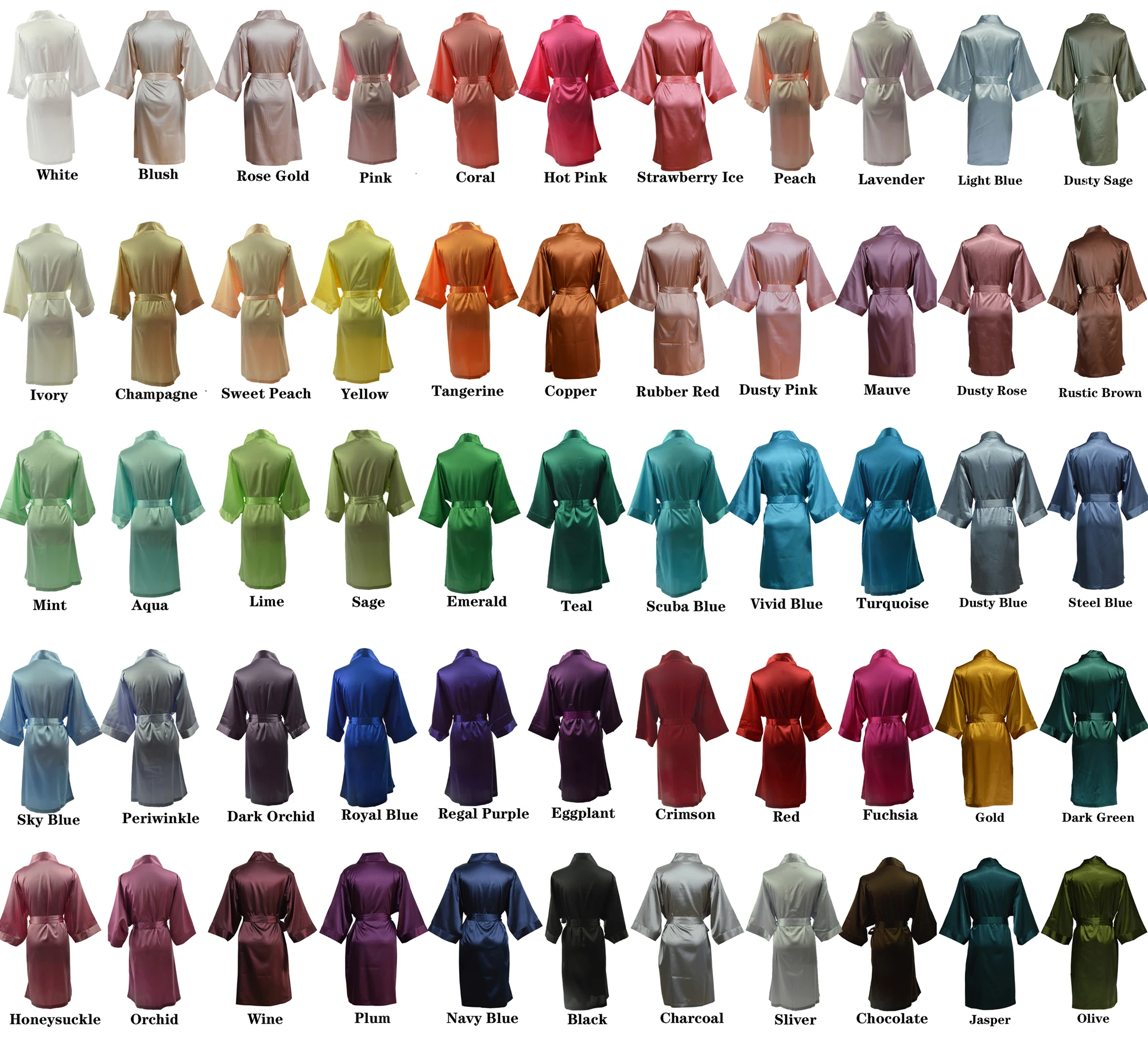 High Quality Women Colorful Silk Satin Kimono Bride Robes