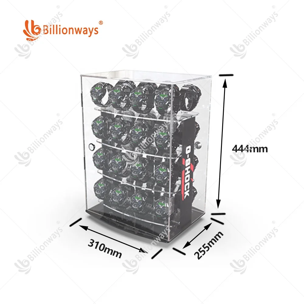 Customized Clear Acrylic Watch Display Holder Stand, PMMA Watch Display Cabinet Case