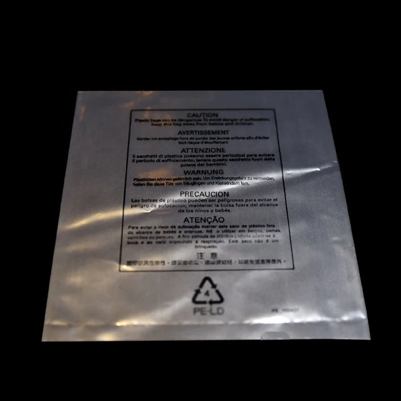Resealable 1.5mil Suffocation Warning PE Self-sealing Bags, Clear Mailer Bag,Sealed Transparent Packaging Bags