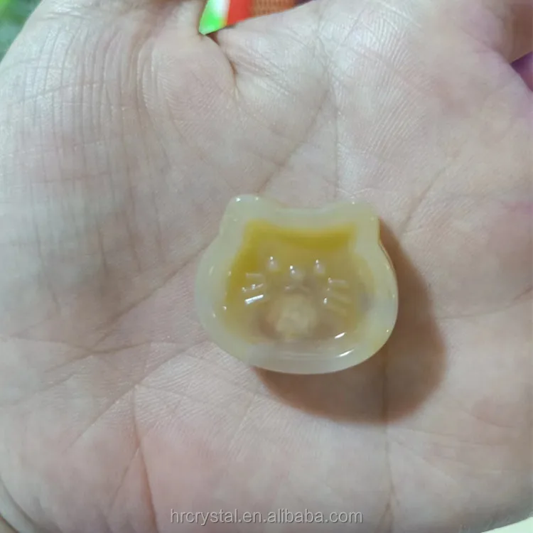 0.66 Natural crystals healing stones hand carved flower agate mini cat crystal bowl for gift