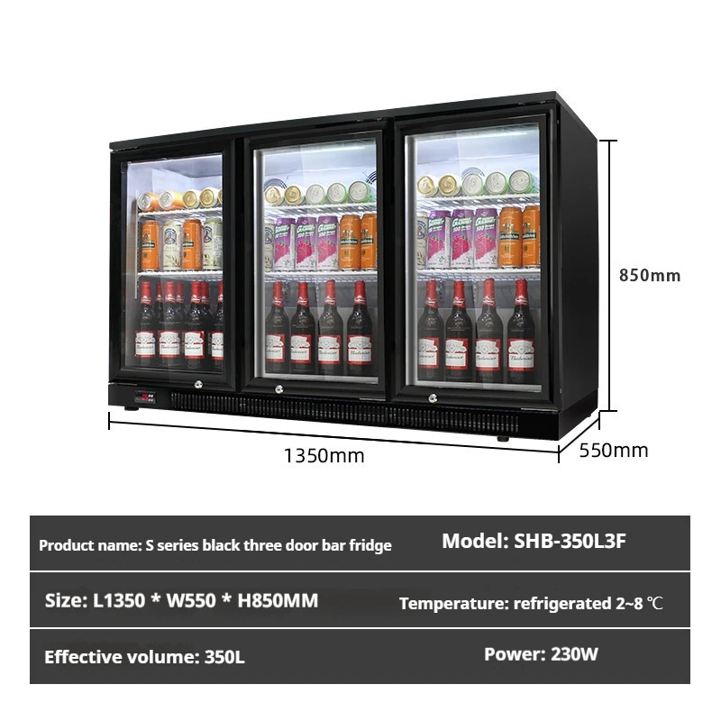 High Quality Three-Door Mini Wine and Beer Display Refrigerator Air-Cooled Built-in Fridge Sliding or Revolving Door Bar Fridge