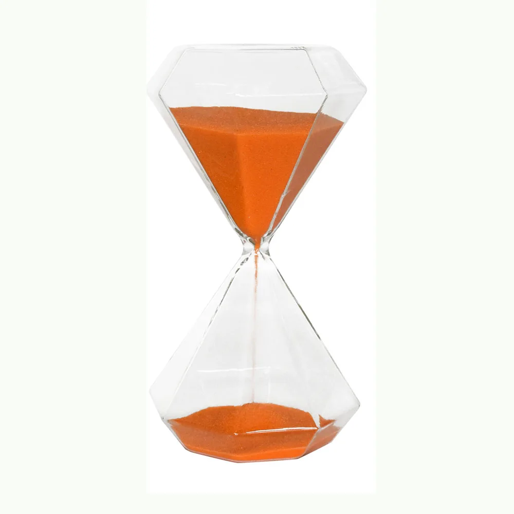 Diamond Shape Sliver Sand Custom 30 Minute Glass Hourglass for Decoration