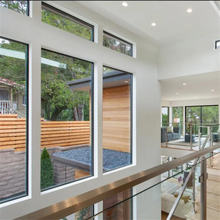 High security venting aluminium fixed panel large glass window fixed commercial windows hotel window energy efficient window