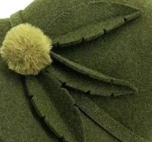 Fashion Handmade Green Wool Felt Cap Women Church Hat Felted Wool Hat Fedora Beret Europe German Style Dress Cap Green Hat