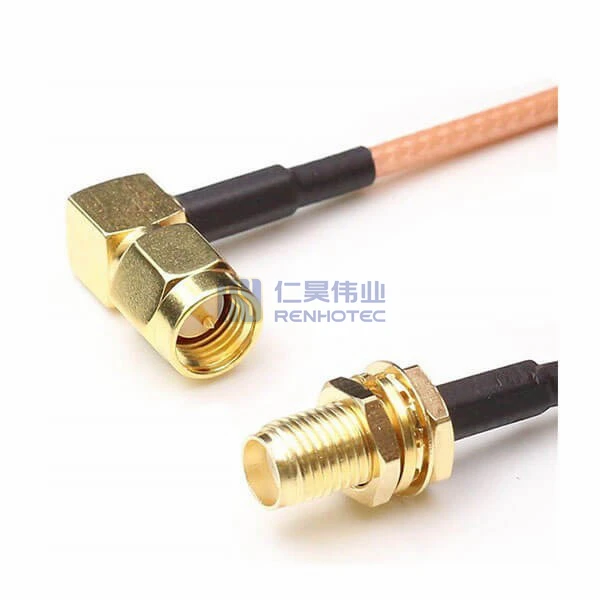 Factory OEM ODM RG316 Pigtail Coaxia Cable R/A SMA Male to SMA Female Bulkhead Connectors