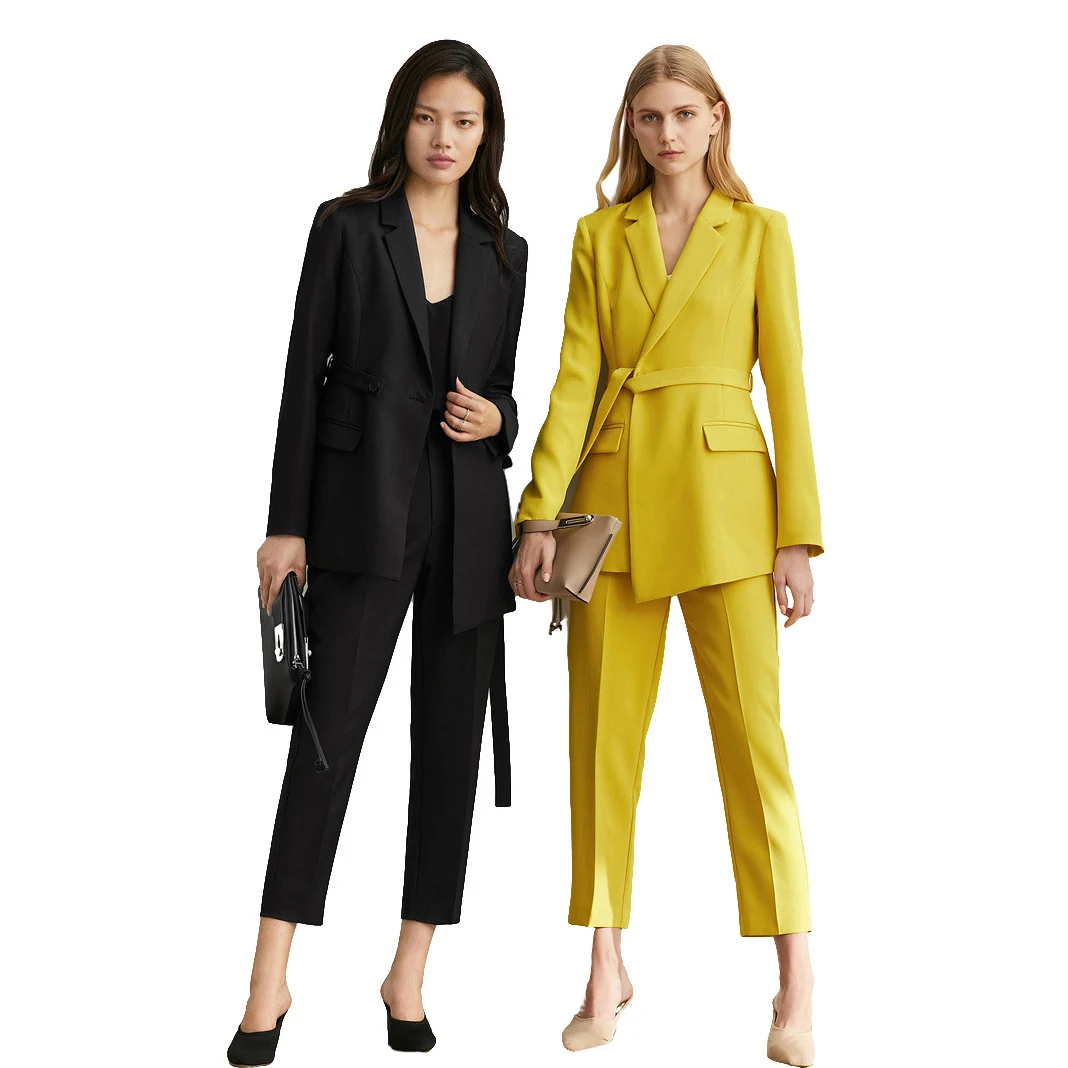
Custom Temperament Belt Thin Casual OL Professional Wear Office Work Spring Summer Ladies Pants Business Women Suit 