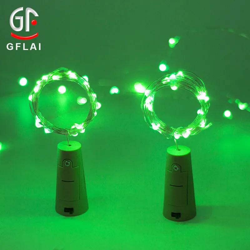 
China Supplier Outdoor Garland Lights 2M 20LED Solar Powered Wine Bottle Cork Shaped LED Copper Wire String 