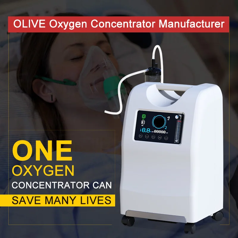 Oxygen Concentrator CE FC Rohs Approve 96% High Purity Medical 3l 5l 8l 9l10l Generador Electric Plastic Olive 3 Years Class II