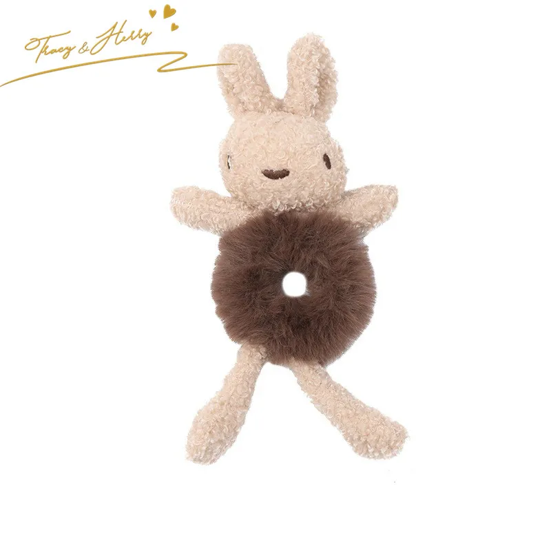 Tracy & Herry  New Design Cute Bear Hair Rope Elastic Dolls Rabbit Head Rope Girls Hair Ring scrunchies for  girls