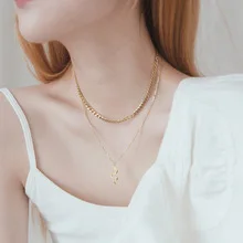 2023 hot selling personalised cross multi-layer gold climbing buckle stainless steel necklace bulk for female