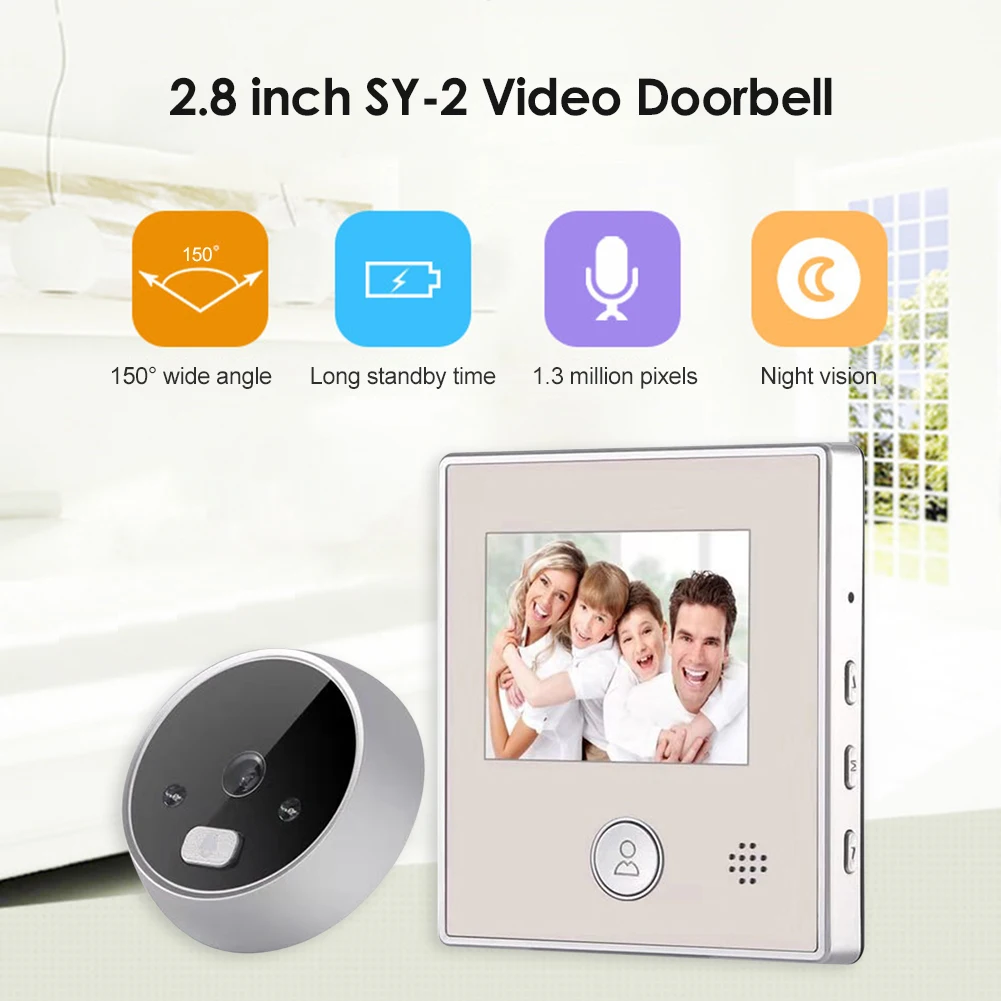2.8 Inch LCD 1.3MP Digital Video Doorbell Night Vision Electronic Door Peephole Viewer Video Camera Door Bell for Home Security