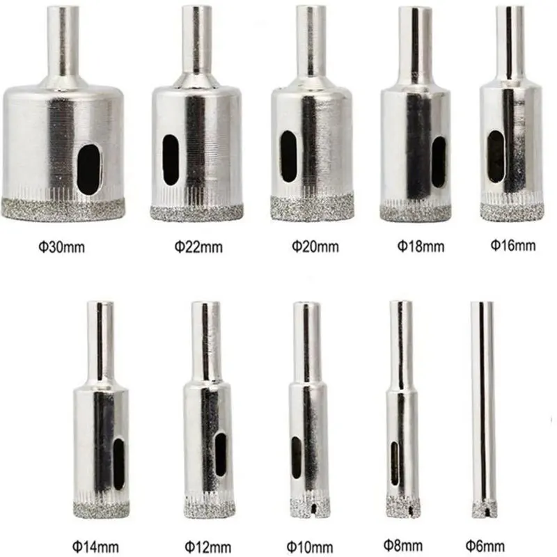 10pcs Stone Tile Drill Bit Diamond Coated Marble Glass Ceramic Hole Opener
